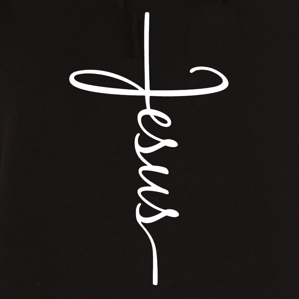 shop4ever Jesus Cross Hoodie Sweatshirts Large Black 0