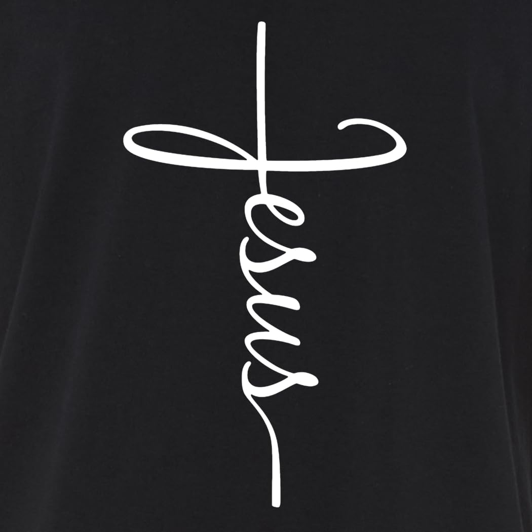 Jesus Cross Script T-Shirt Medium Black 0