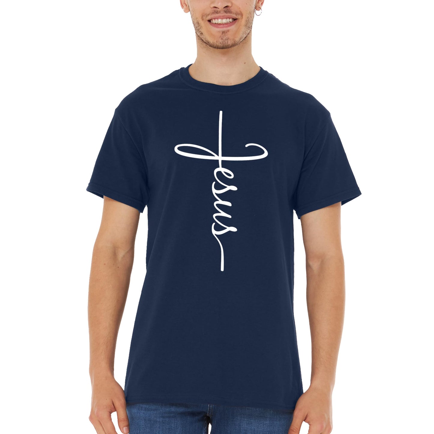 Jesus Cross Script T-Shirt Medium Black 0
