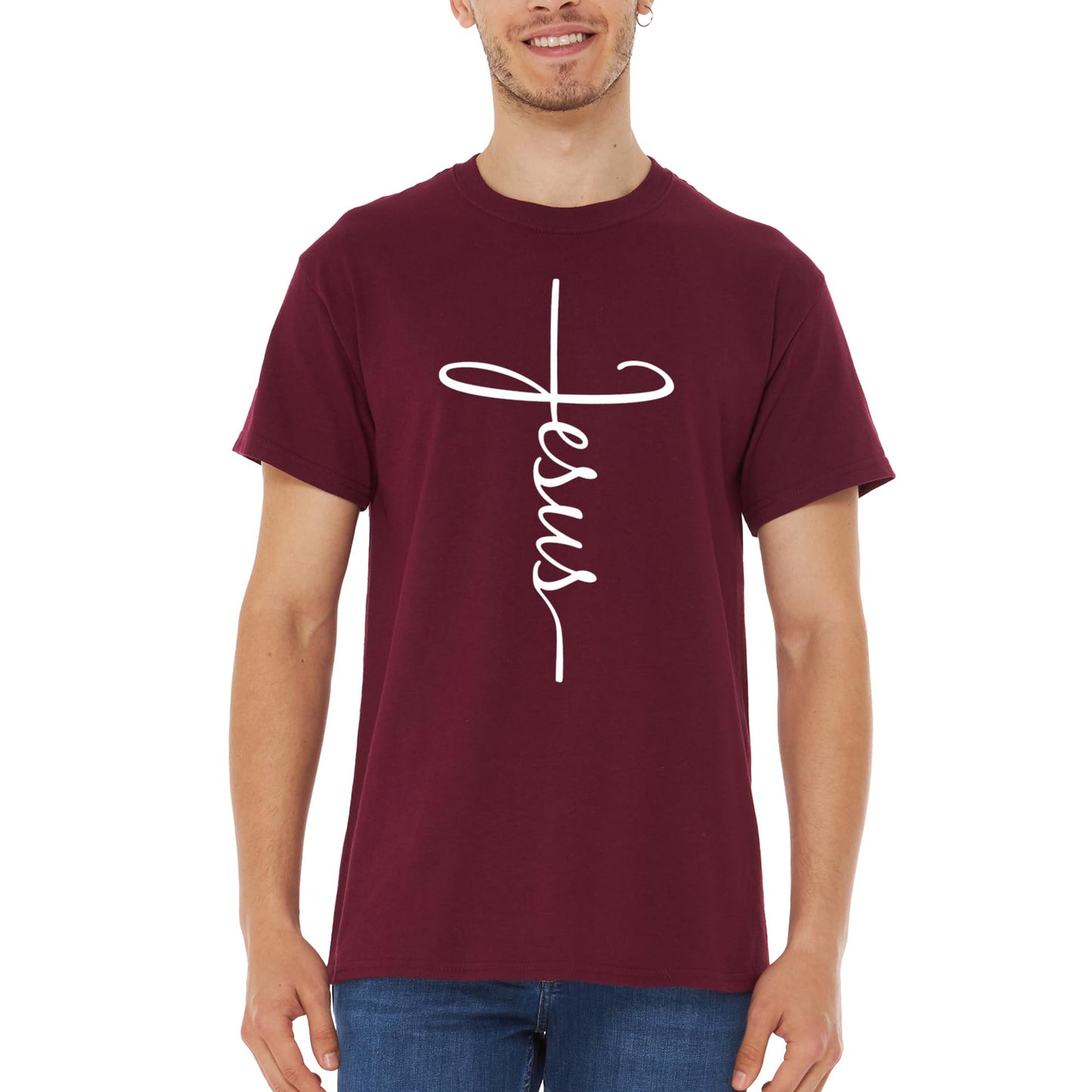 Jesus Cross Script T-Shirt Medium Black 0