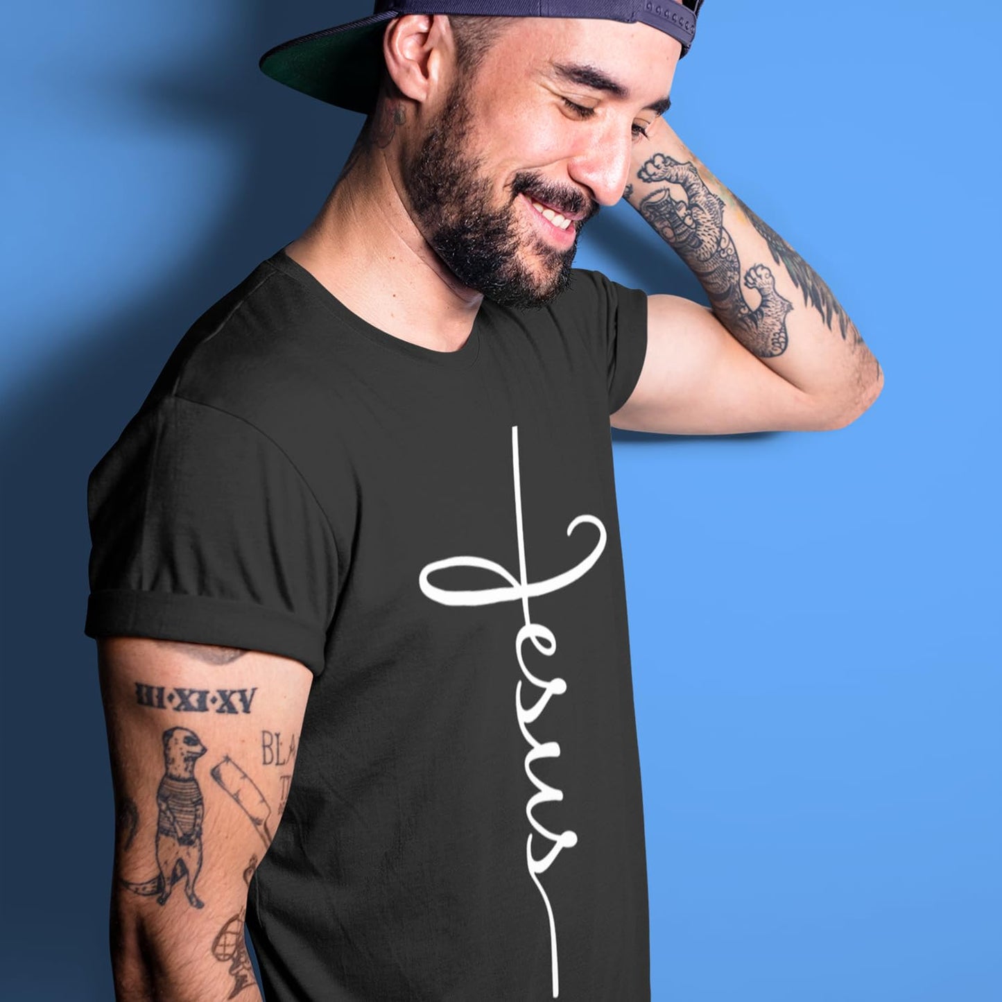 Jesus Cross Script T-Shirt Medium Black 0