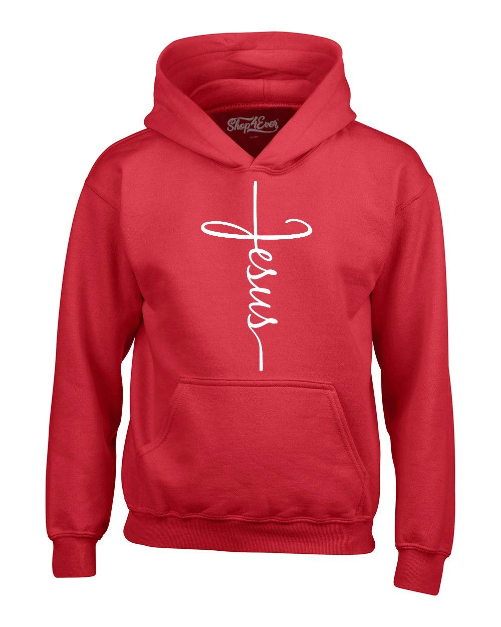 shop4ever Jesus Cross Hoodie Sweatshirts Large Black 0