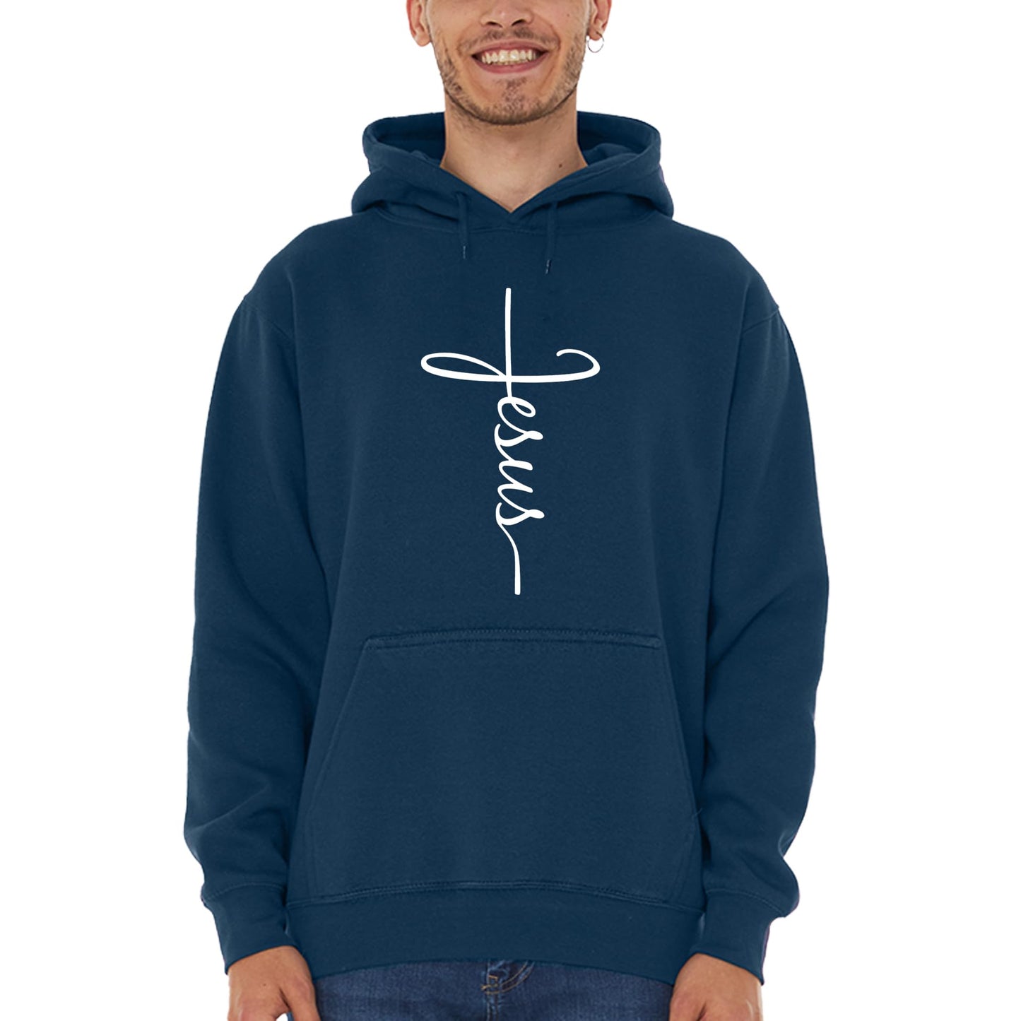 shop4ever Jesus Cross Hoodie Sweatshirts Large Black 0