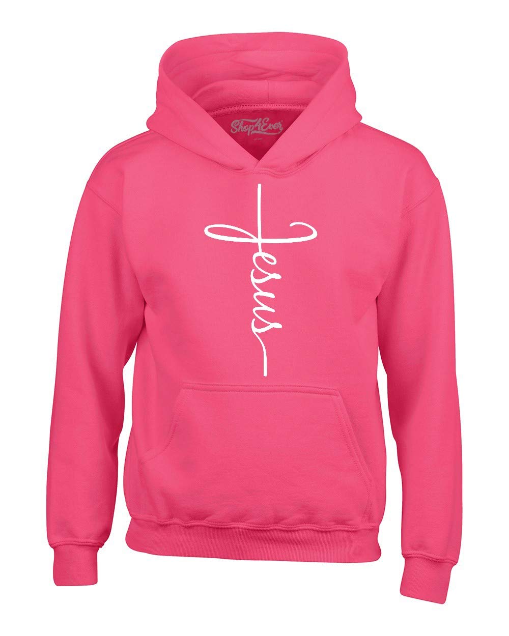 shop4ever Jesus Cross Hoodie Sweatshirts Large Black 0