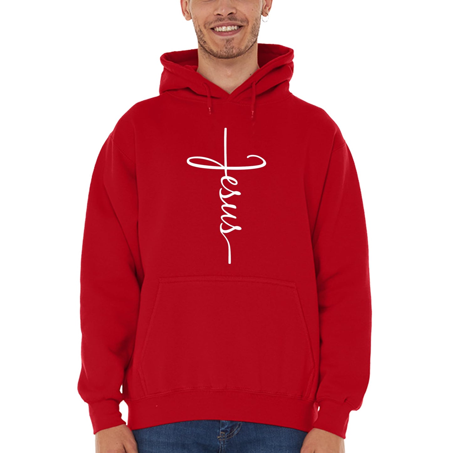 shop4ever Jesus Cross Hoodie Sweatshirts Large Black 0