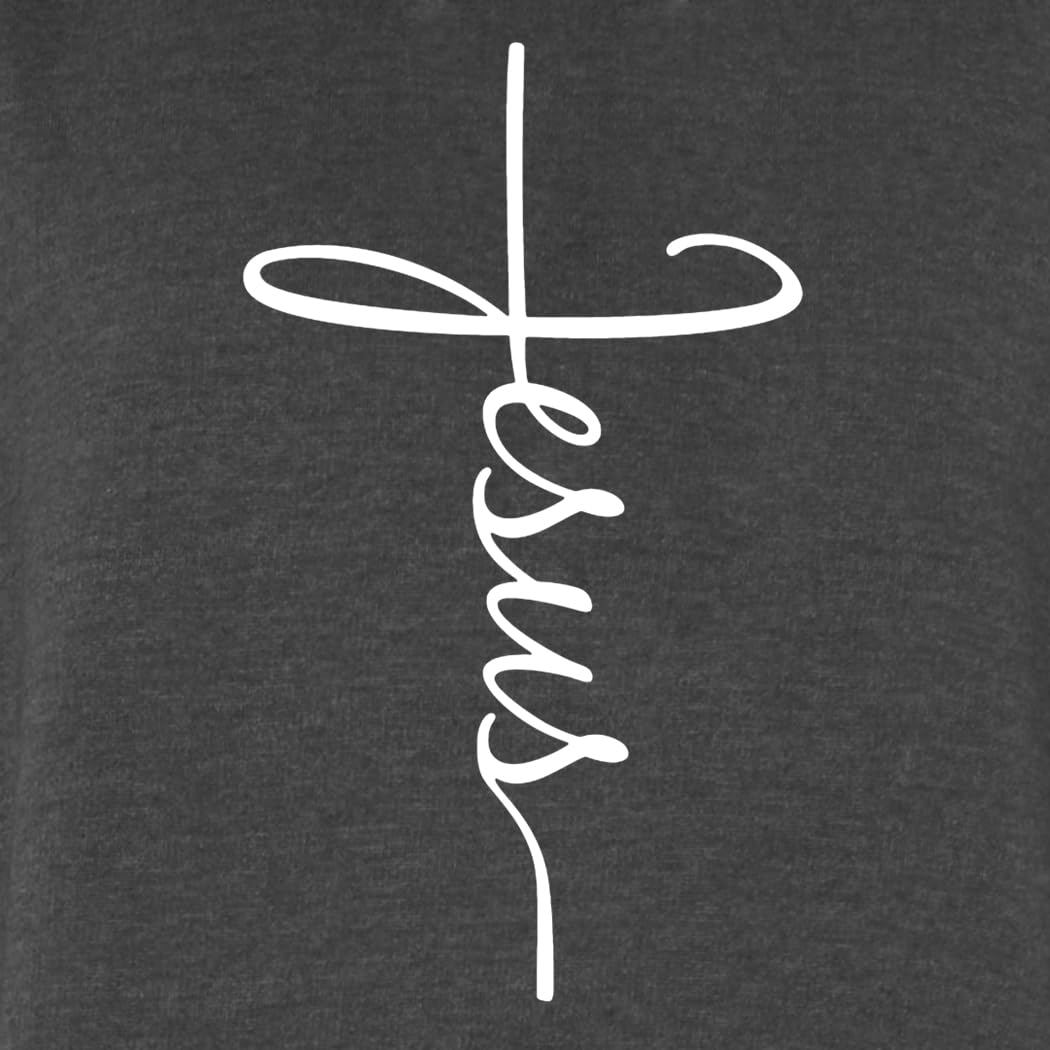 shop4ever Jesus Cross Hoodie Sweatshirts Large Black 0