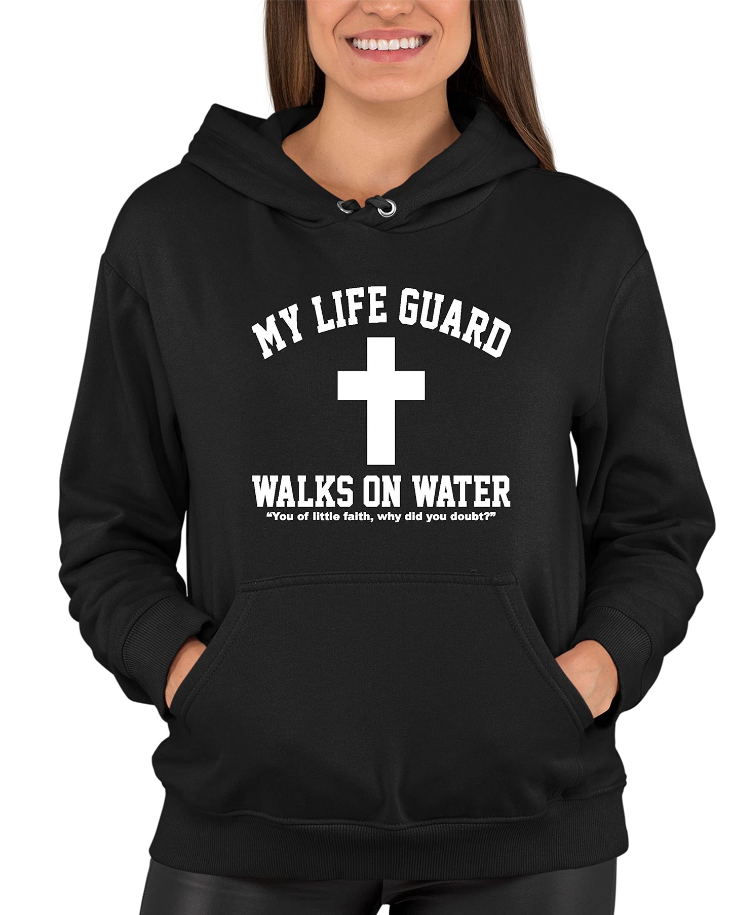 Go All Out Large Red Mens Jesus Walks On Water Christian Easter Gift Idea Sweatshirt Hoodie