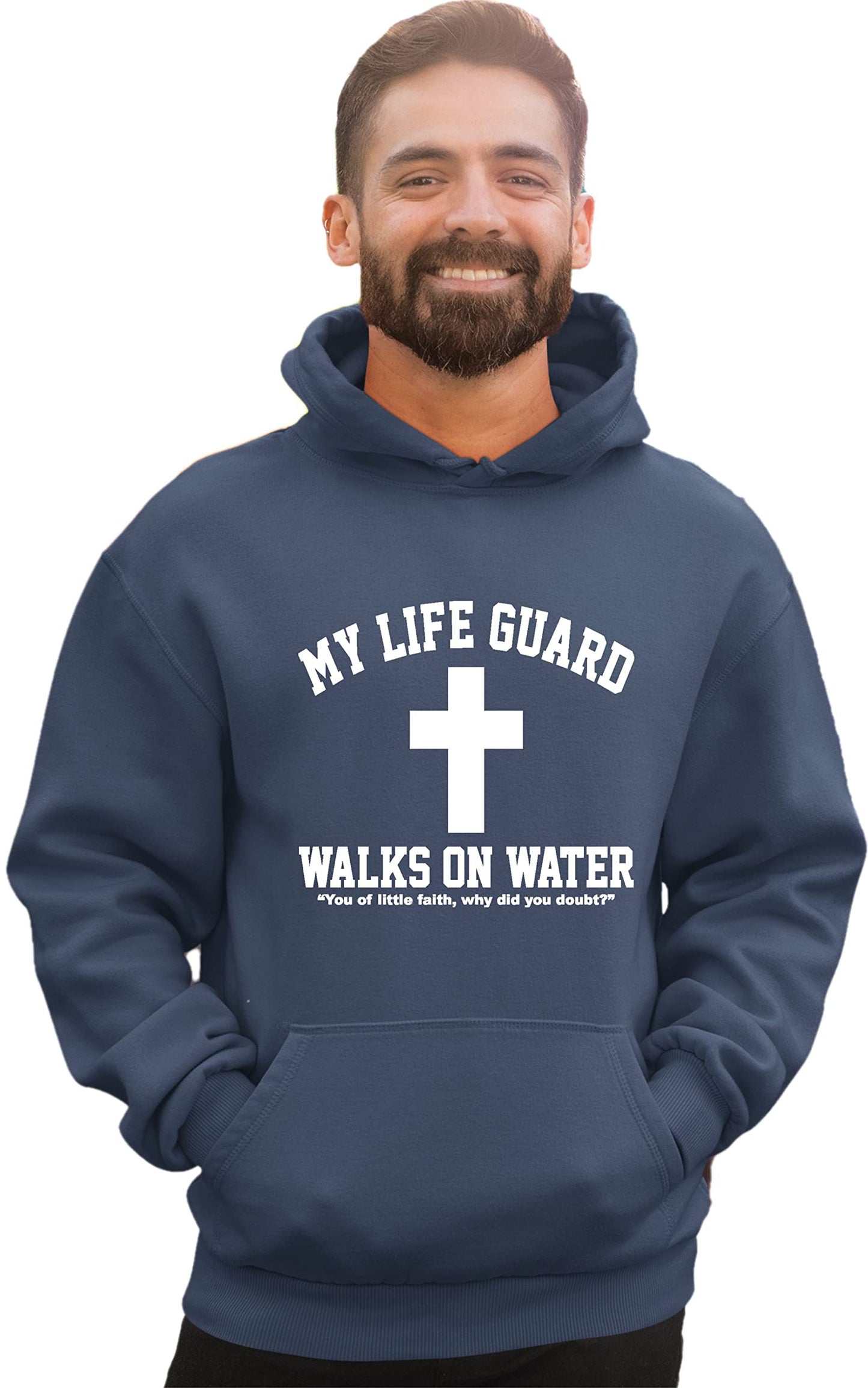 Go All Out Large Red Mens Jesus Walks On Water Christian Easter Gift Idea Sweatshirt Hoodie