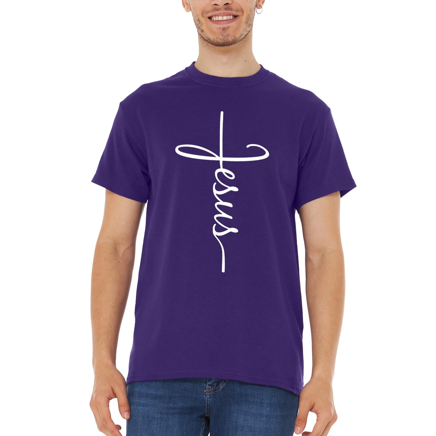 Jesus Cross Script T-Shirt Medium Black 0
