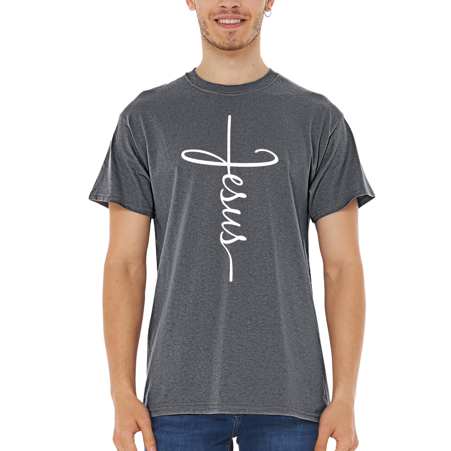 Jesus Cross Script T-Shirt Medium Black 0