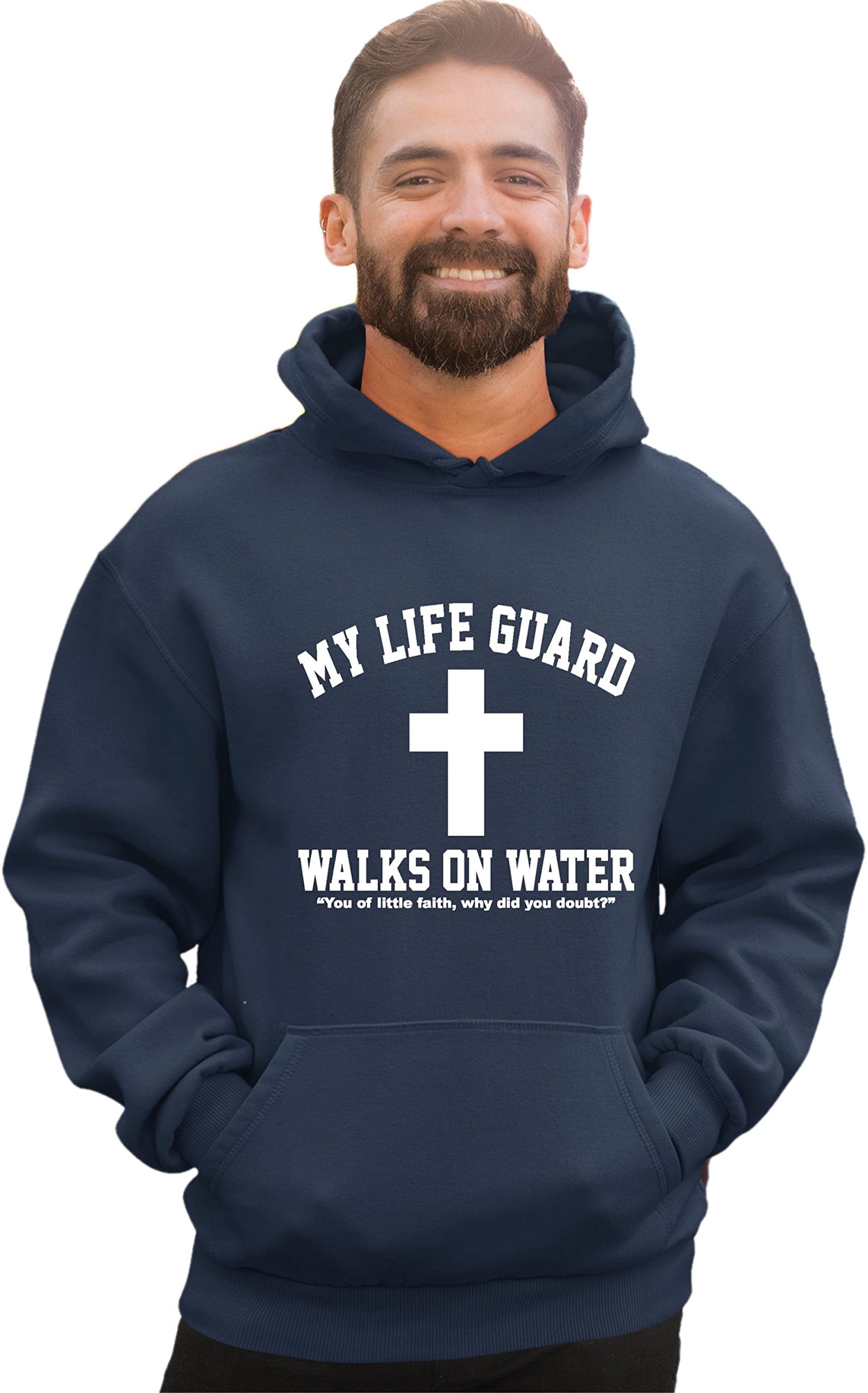 Go All Out Large Red Mens Jesus Walks On Water Christian Easter Gift Idea Sweatshirt Hoodie