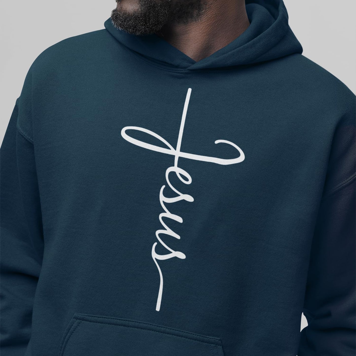 shop4ever Jesus Cross Hoodie Sweatshirts Large Black 0