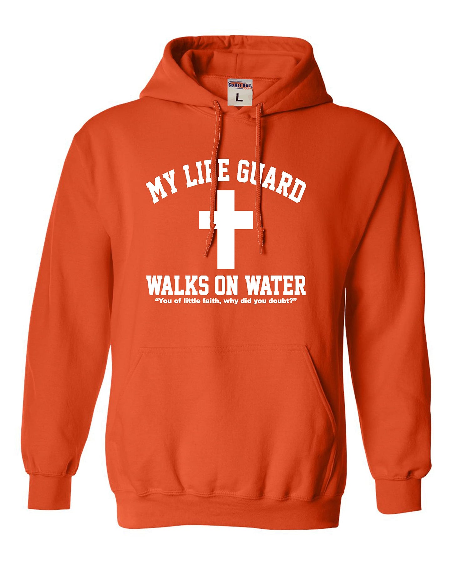 Go All Out Large Red Mens Jesus Walks On Water Christian Easter Gift Idea Sweatshirt Hoodie