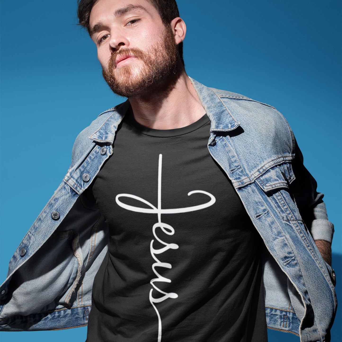 Jesus Cross Script T-Shirt Medium Black 0