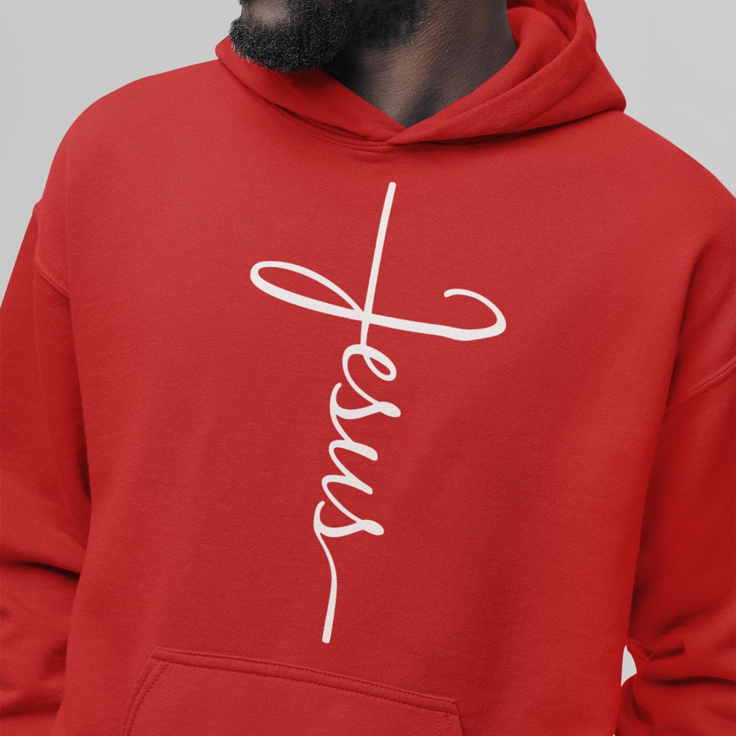 shop4ever Jesus Cross Hoodie Sweatshirts Large Black 0