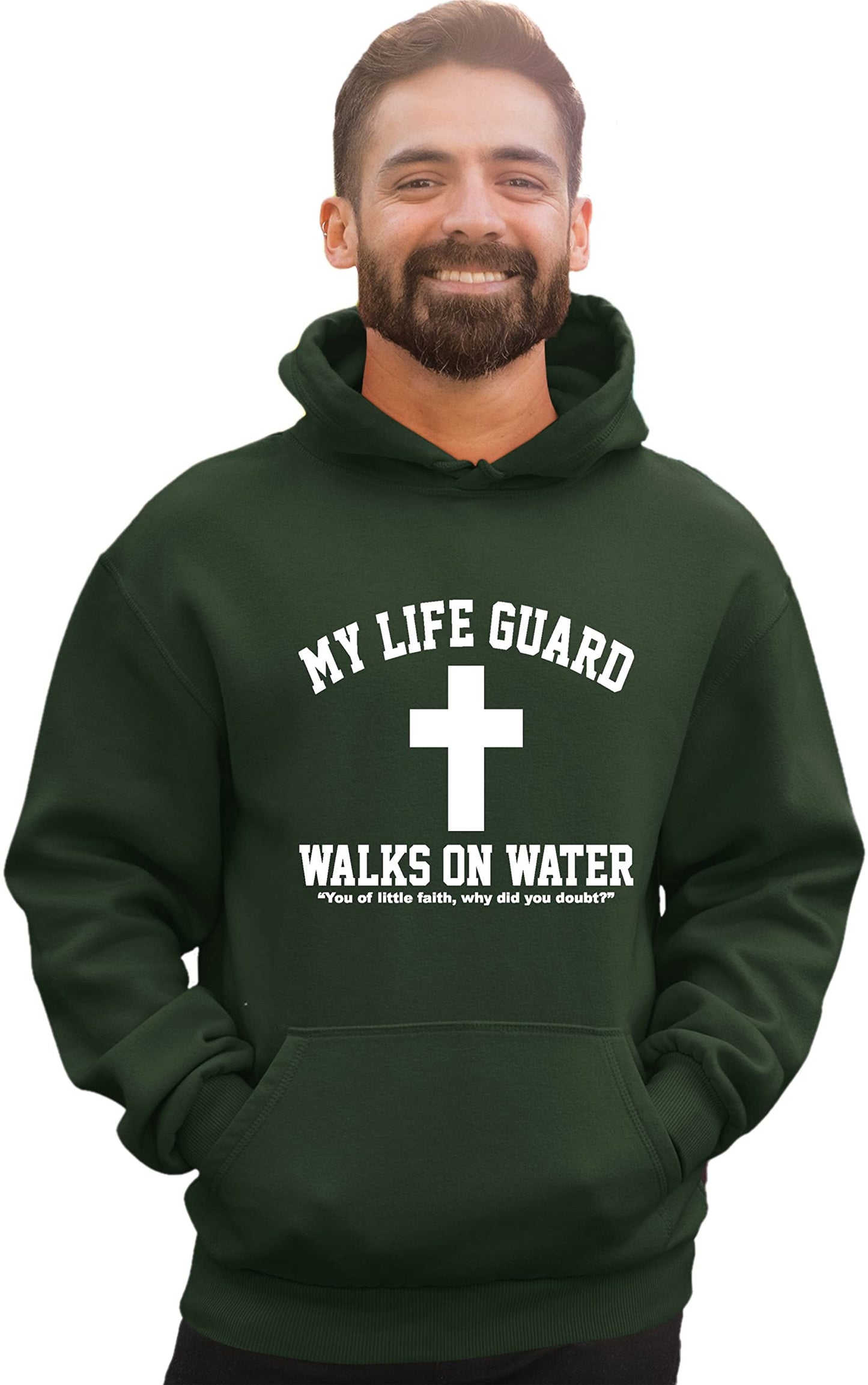 Go All Out Large Red Mens Jesus Walks On Water Christian Easter Gift Idea Sweatshirt Hoodie