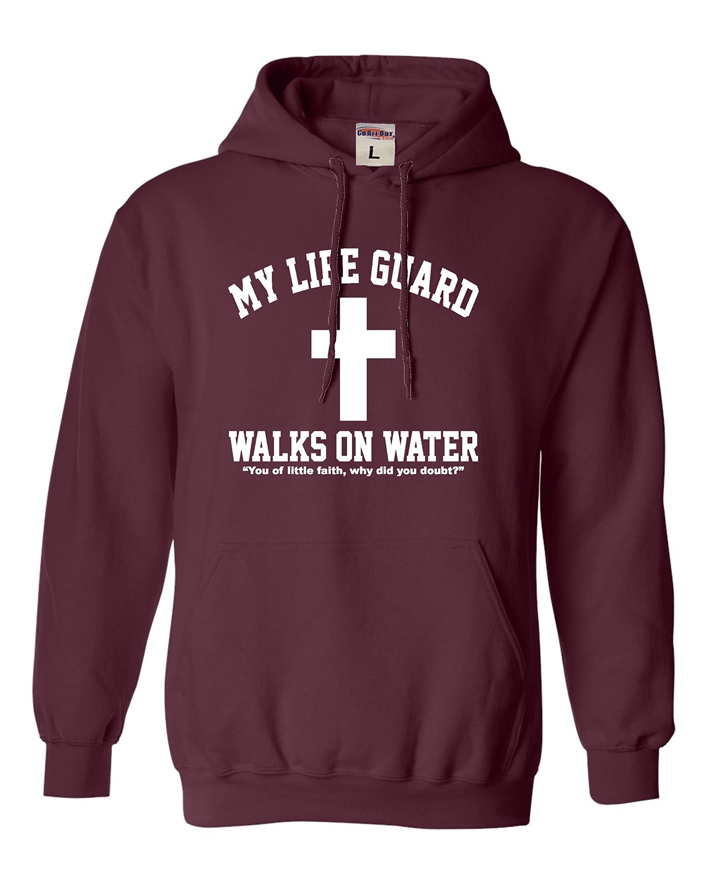 Go All Out Large Red Mens Jesus Walks On Water Christian Easter Gift Idea Sweatshirt Hoodie