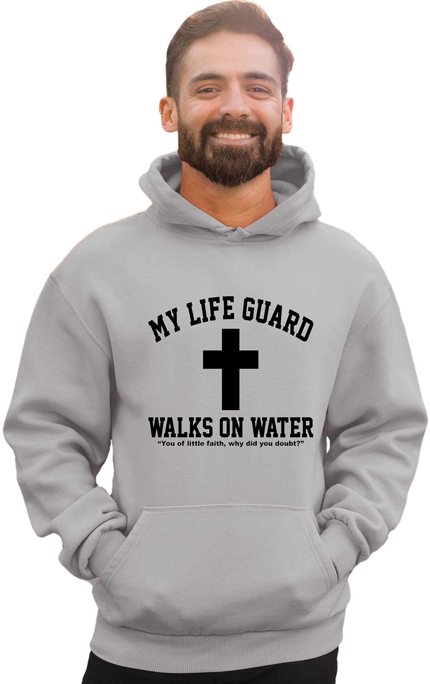 Go All Out Large Red Mens Jesus Walks On Water Christian Easter Gift Idea Sweatshirt Hoodie