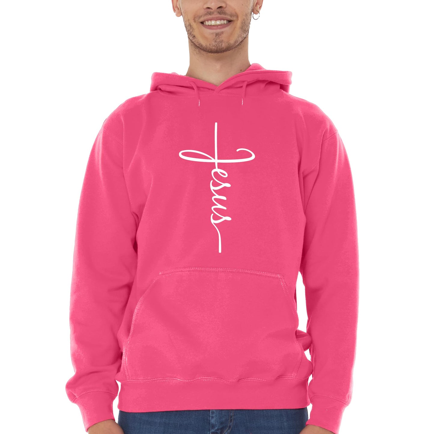 shop4ever Jesus Cross Hoodie Sweatshirts Large Black 0