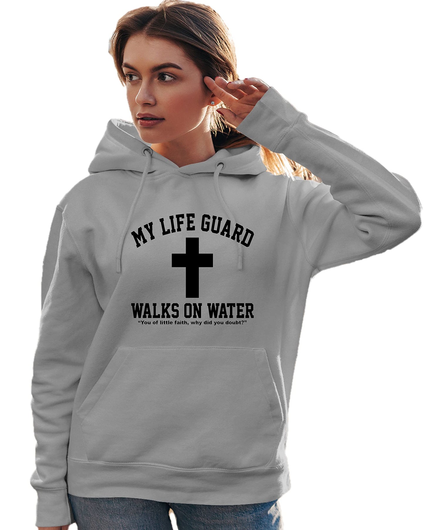 Go All Out Large Red Mens Jesus Walks On Water Christian Easter Gift Idea Sweatshirt Hoodie