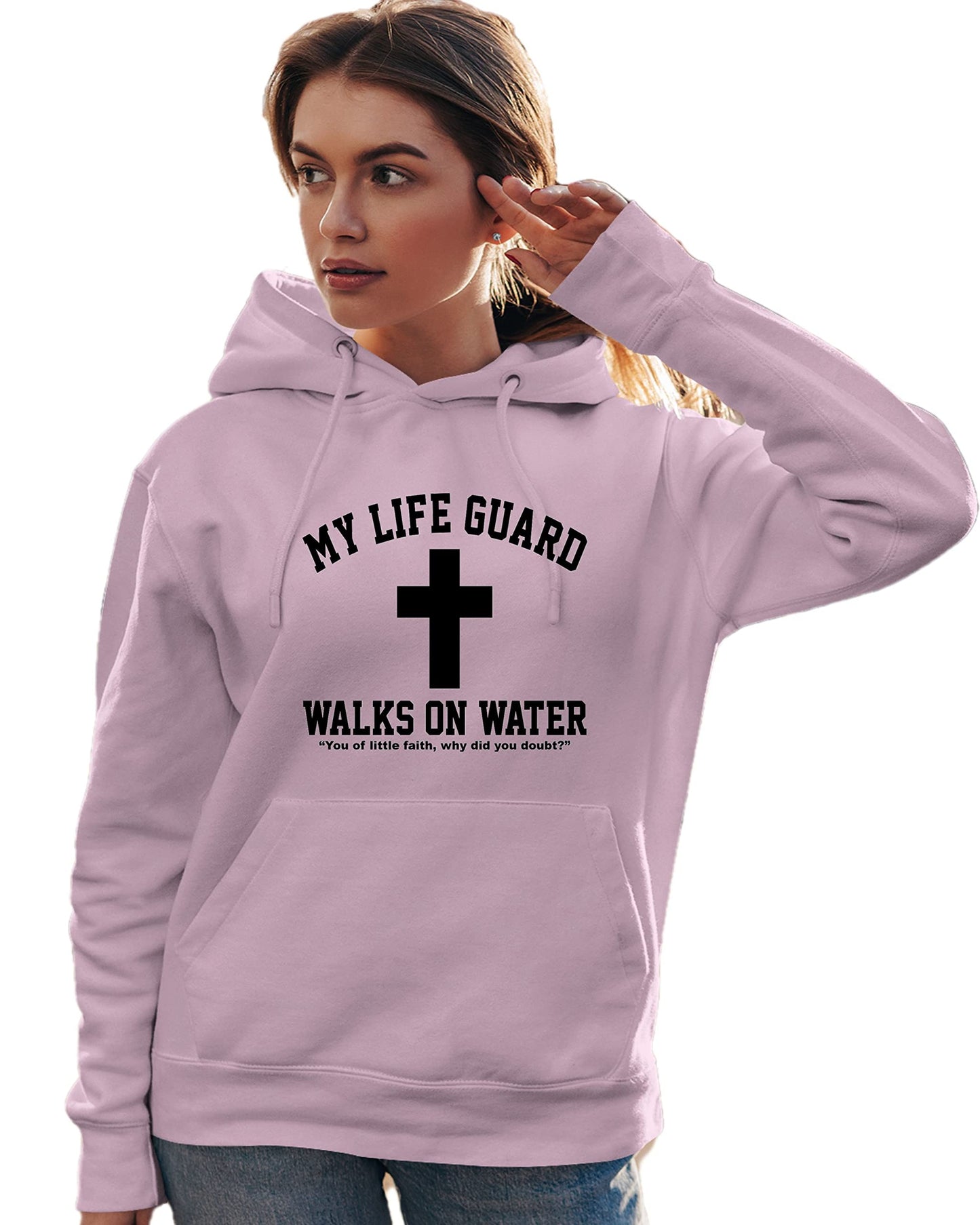Go All Out Large Red Mens Jesus Walks On Water Christian Easter Gift Idea Sweatshirt Hoodie
