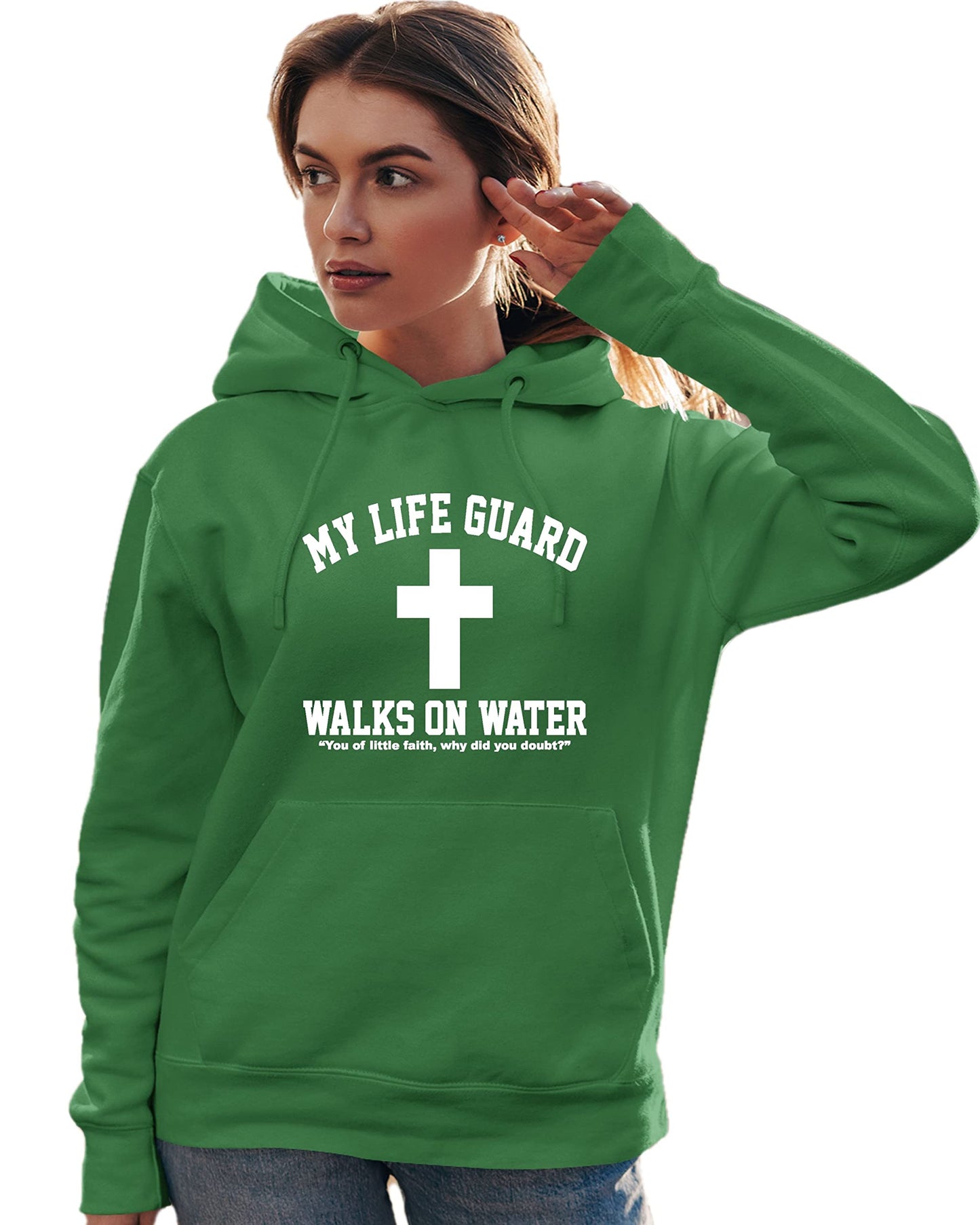 Go All Out Large Red Mens Jesus Walks On Water Christian Easter Gift Idea Sweatshirt Hoodie
