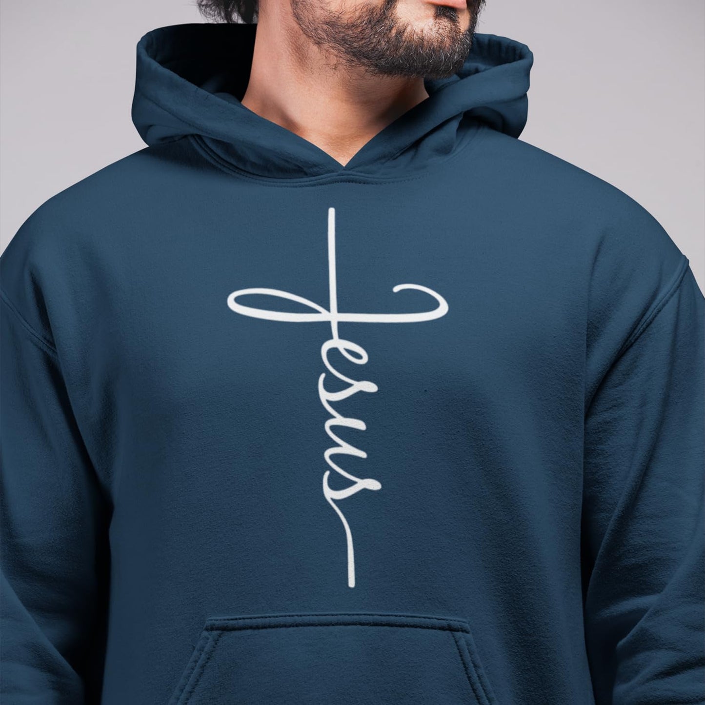 shop4ever Jesus Cross Hoodie Sweatshirts Large Black 0