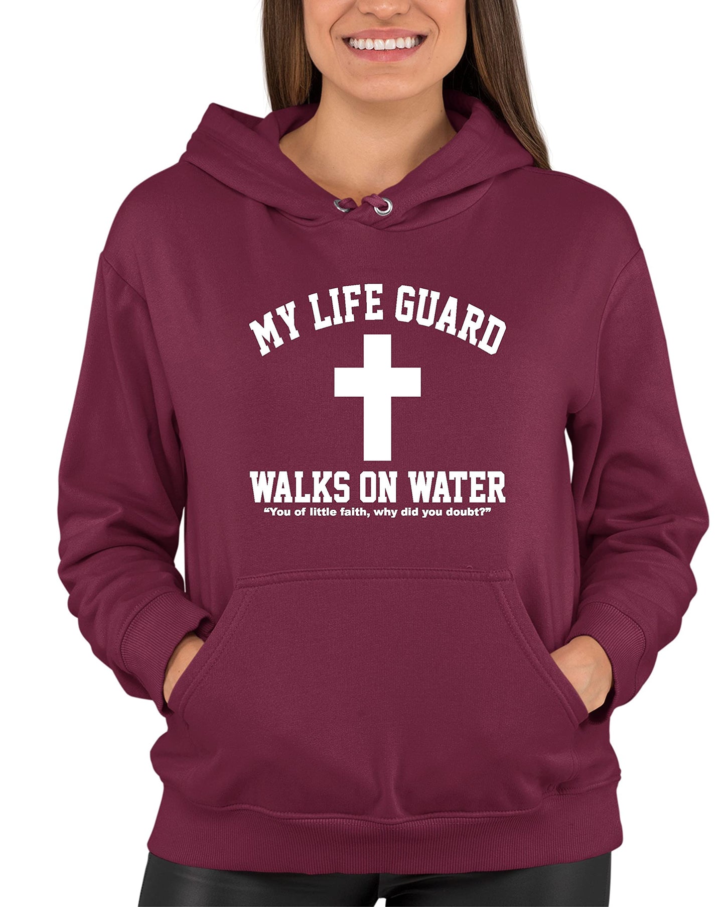 Go All Out Large Red Mens Jesus Walks On Water Christian Easter Gift Idea Sweatshirt Hoodie