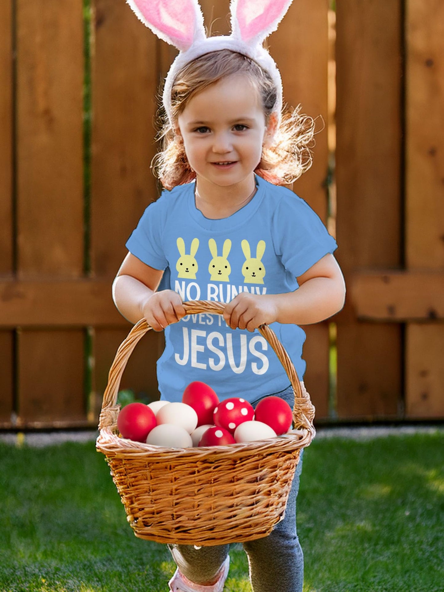 Easter No Bunny Loves Me Like Jesus Toddler Kids T-Shirt 3T California Blue