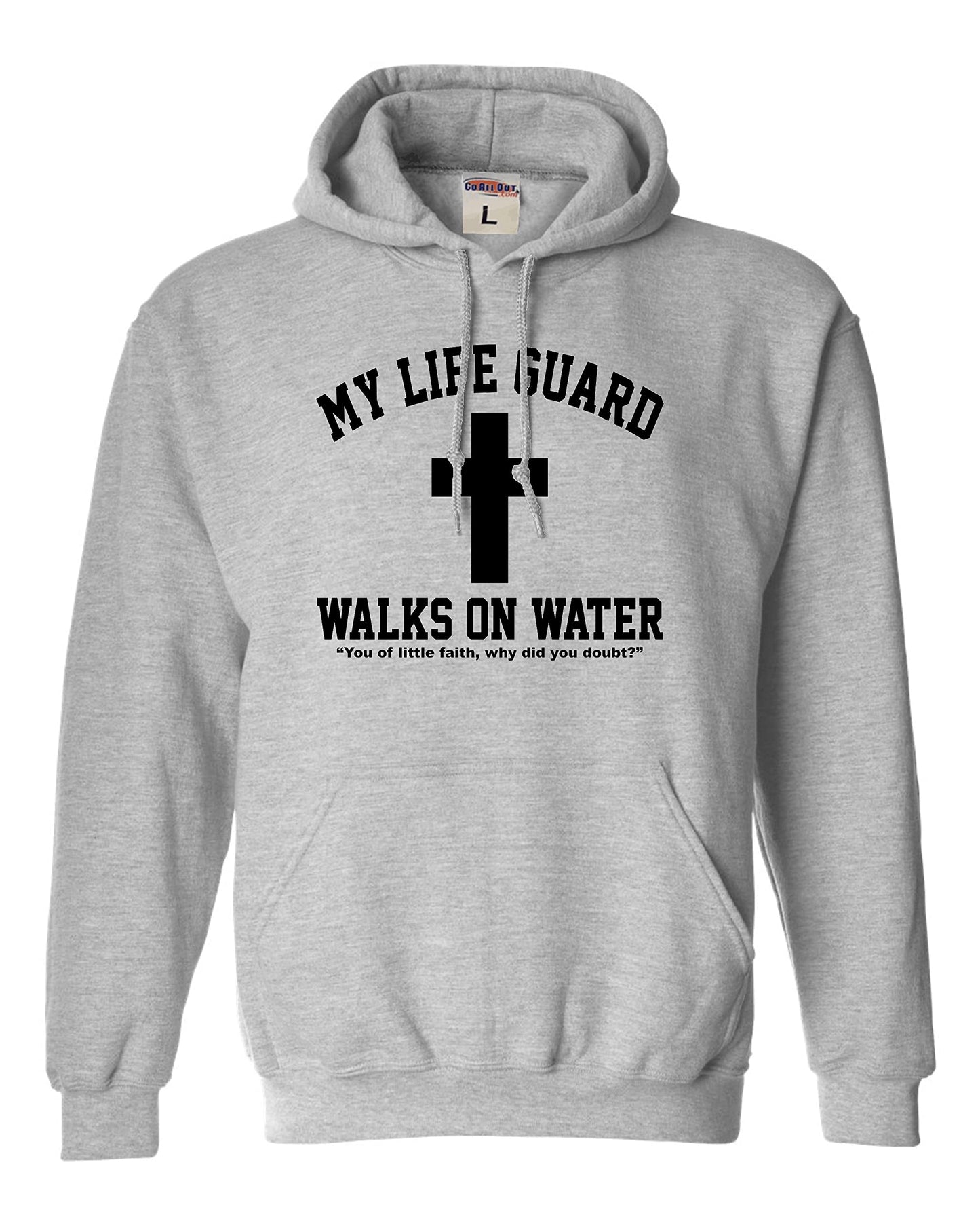 Go All Out Large Red Mens Jesus Walks On Water Christian Easter Gift Idea Sweatshirt Hoodie