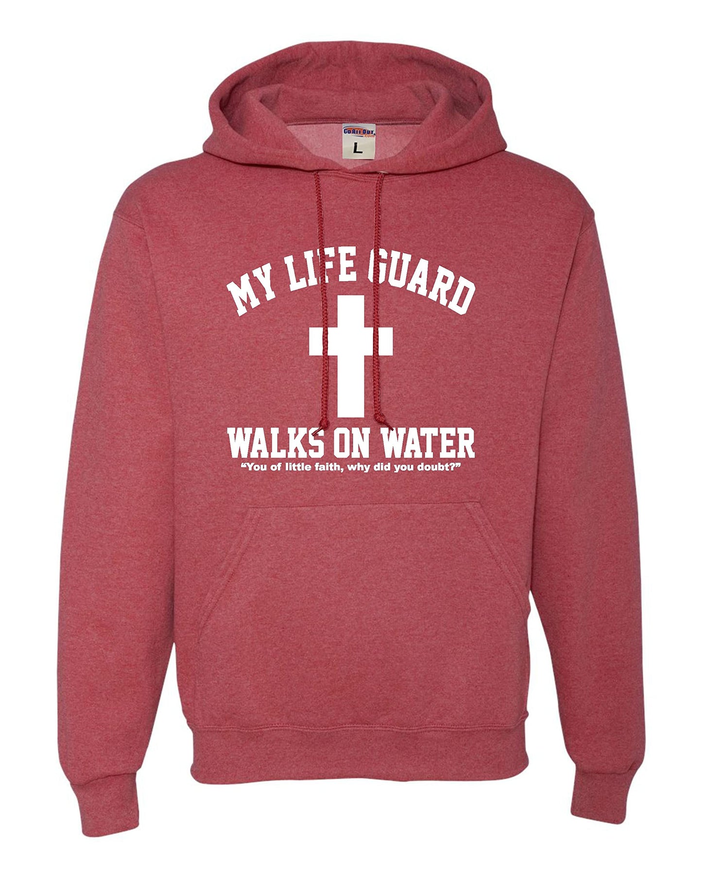 Go All Out Large Red Mens Jesus Walks On Water Christian Easter Gift Idea Sweatshirt Hoodie