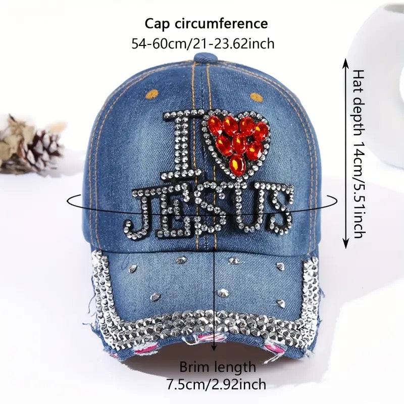 I Love Jesus Bling Hat