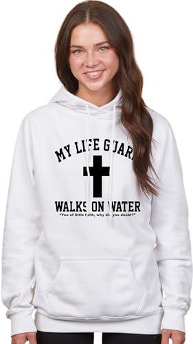 Go All Out Large Red Mens Jesus Walks On Water Christian Easter Gift Idea Sweatshirt Hoodie