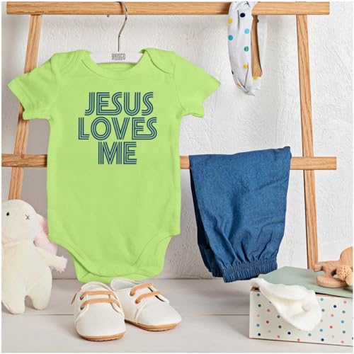 Brisco Brands Jesus Loves Me Retro Christian Baby Romper Boys or Girls