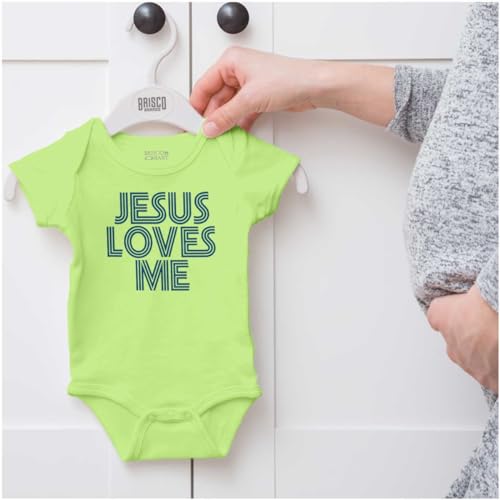 Brisco Brands Jesus Loves Me Retro Christian Baby Romper Boys or Girls