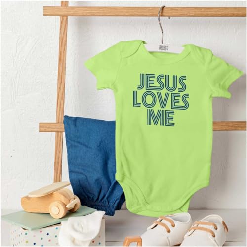 Brisco Brands Jesus Loves Me Retro Christian Baby Romper Boys or Girls