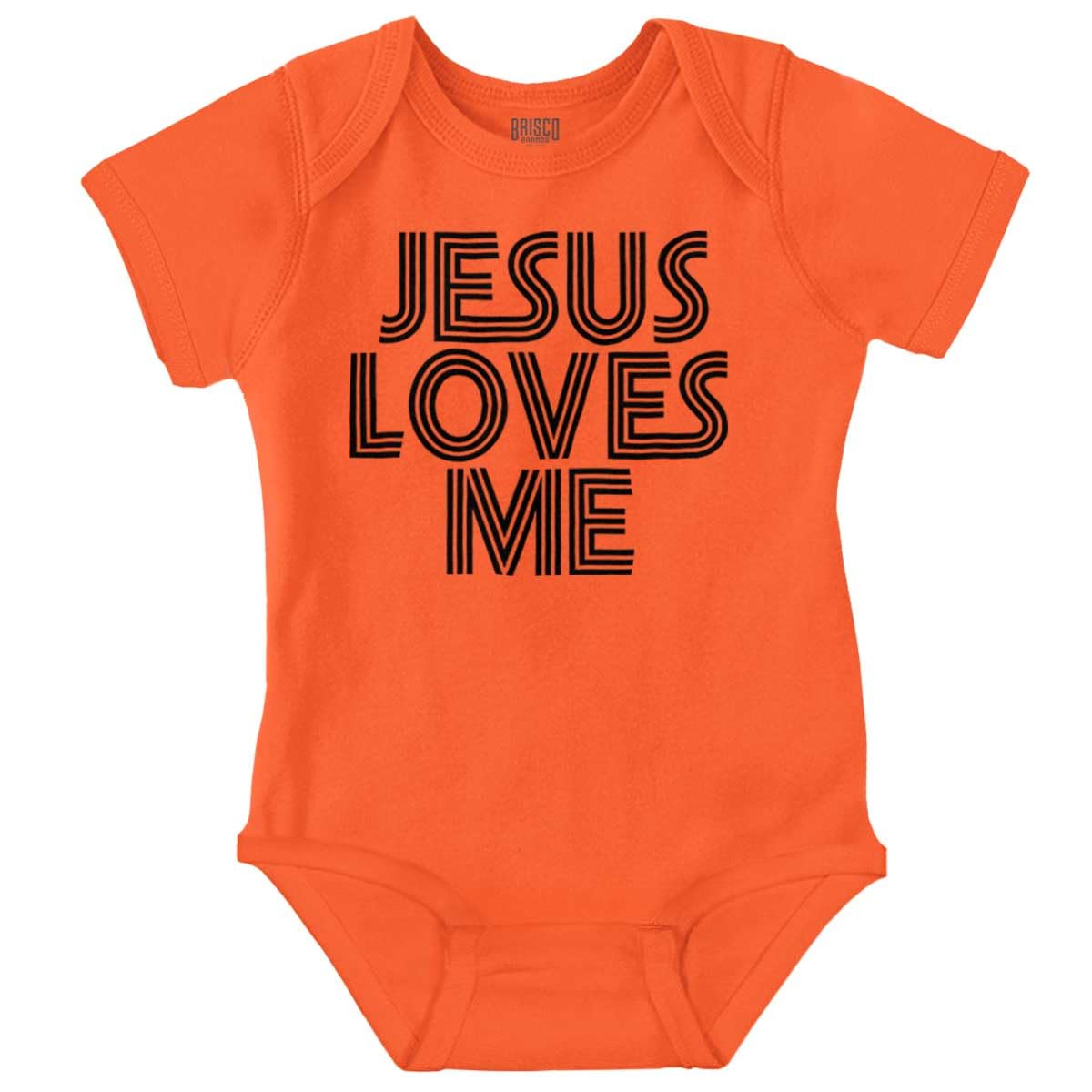 Brisco Brands Jesus Loves Me Retro Christian Baby Romper Boys or Girls