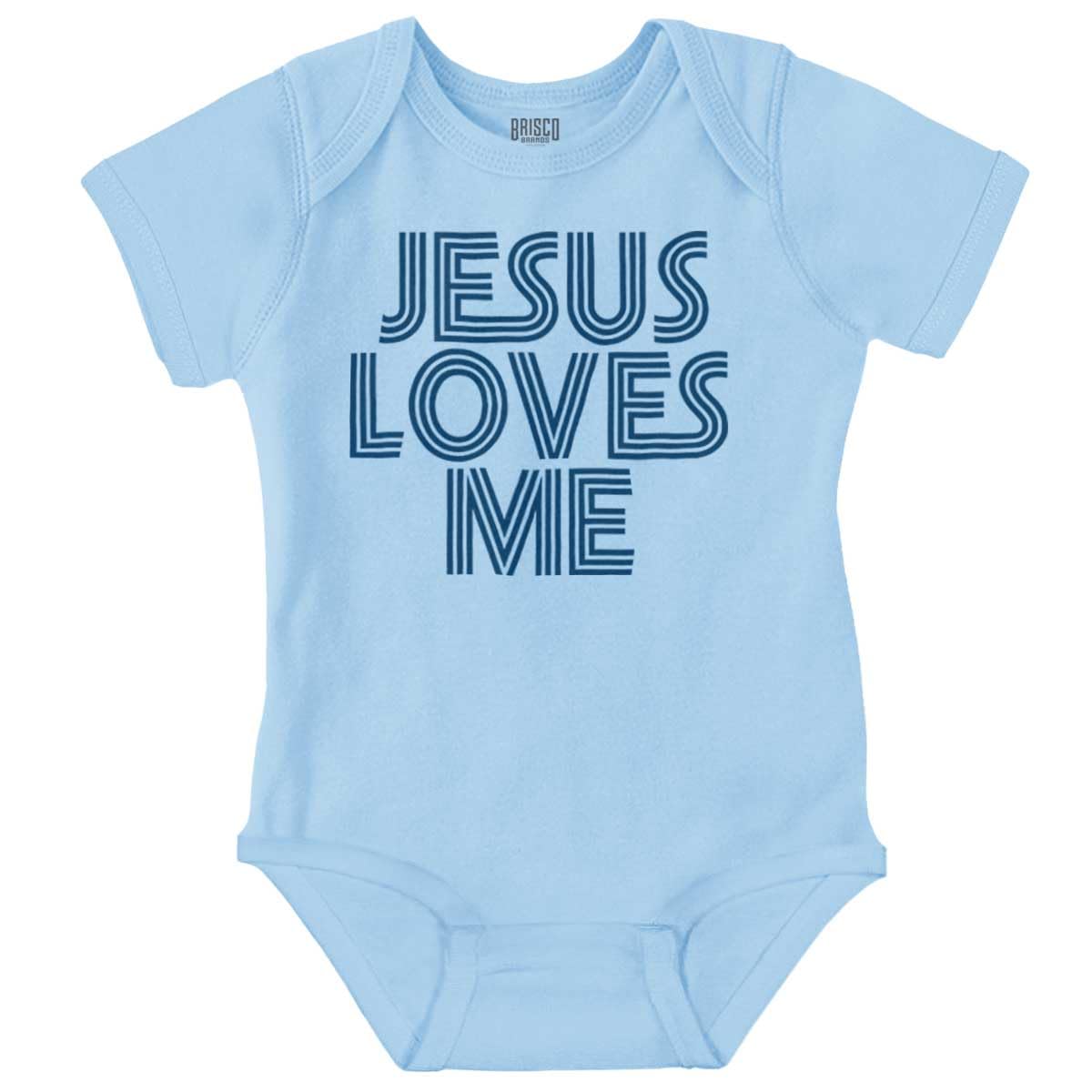 Brisco Brands Jesus Loves Me Retro Christian Baby Romper Boys or Girls