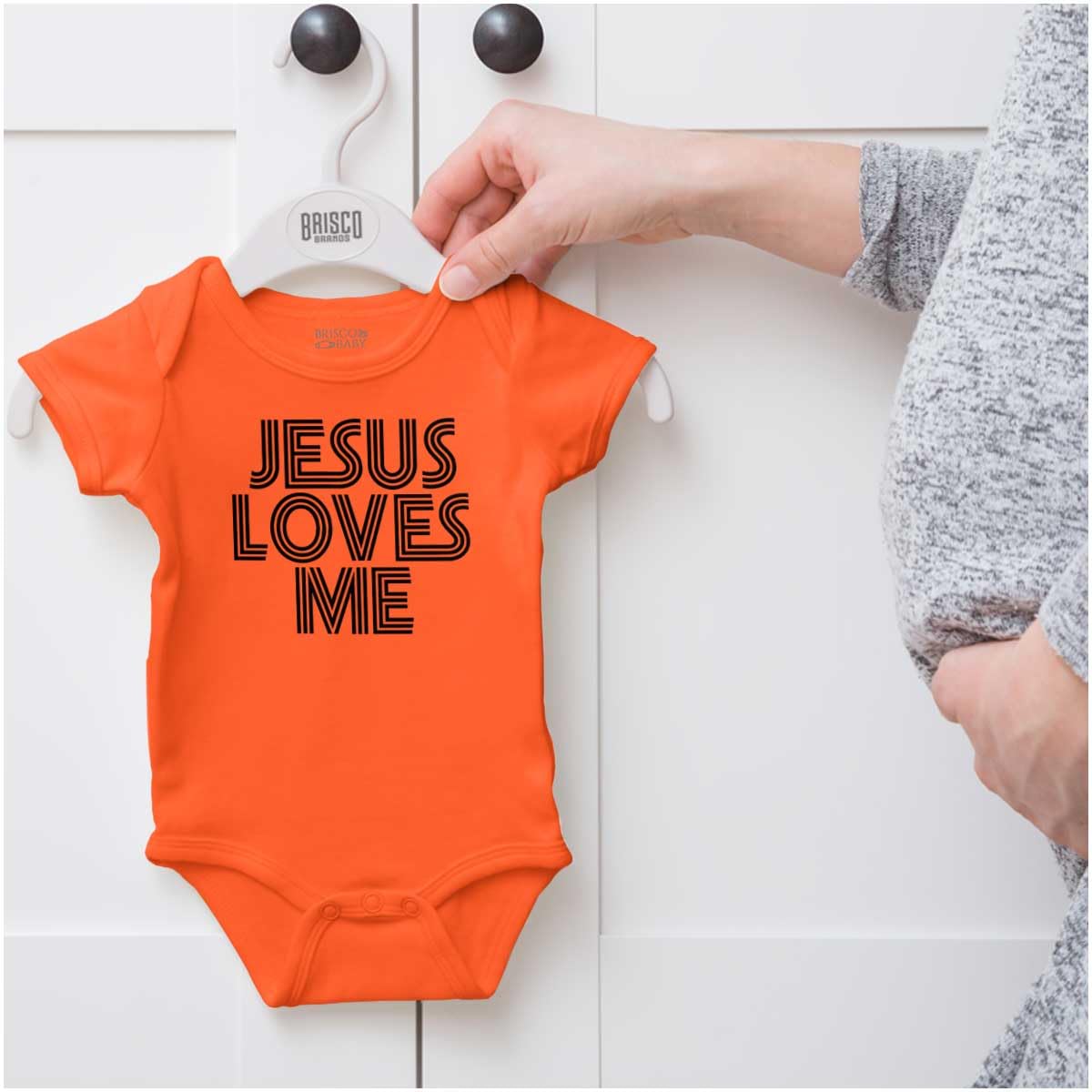 Brisco Brands Jesus Loves Me Retro Christian Baby Romper Boys or Girls