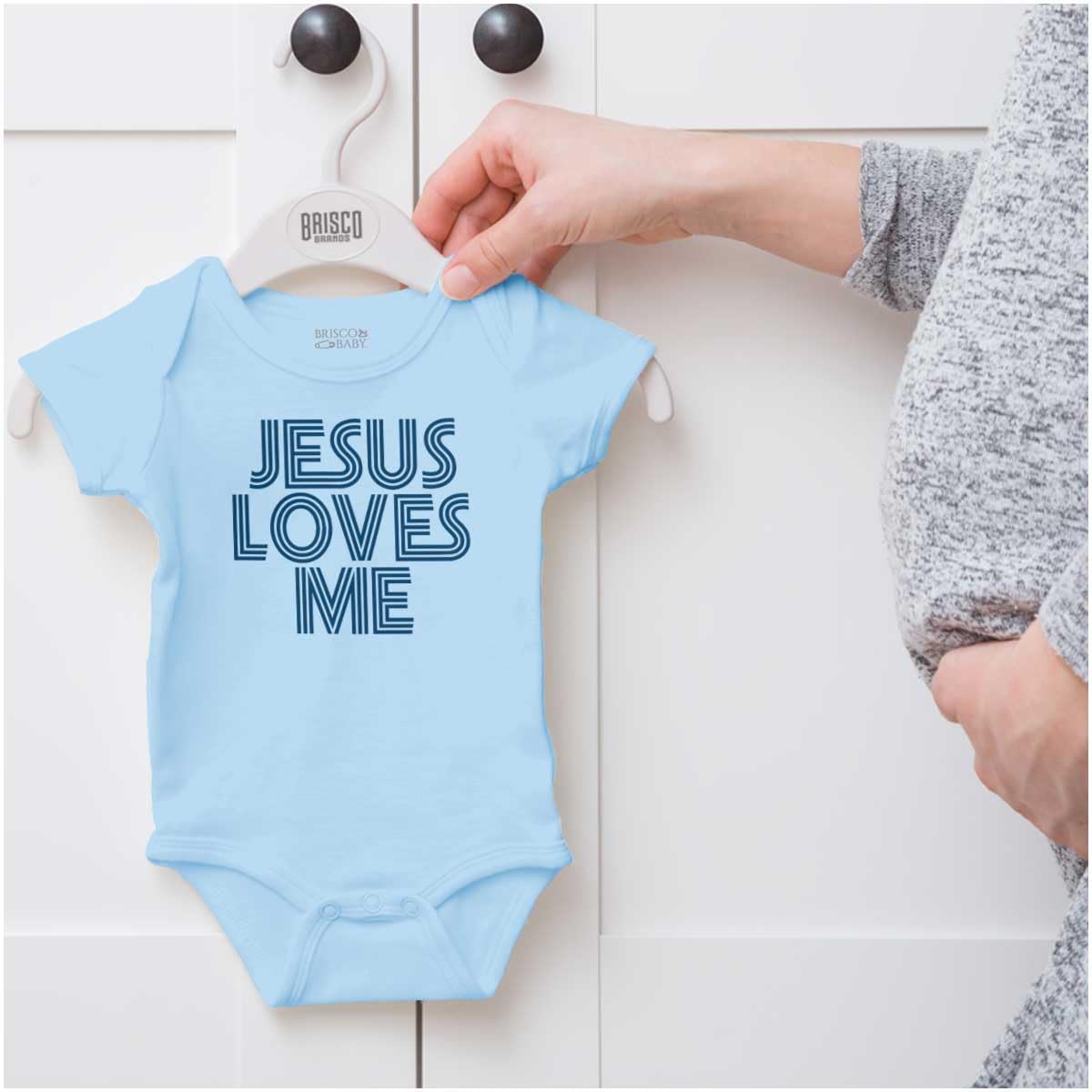 Brisco Brands Jesus Loves Me Retro Christian Baby Romper Boys or Girls