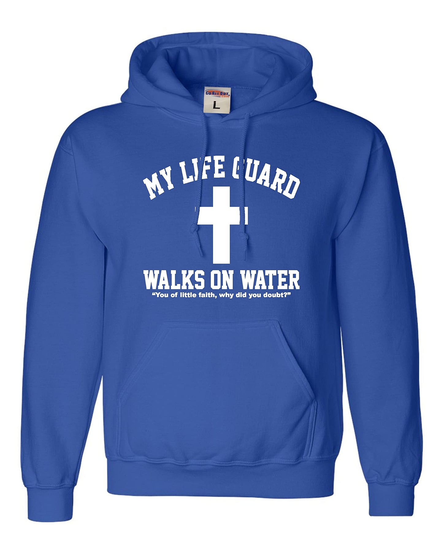 Go All Out Large Red Mens Jesus Walks On Water Christian Easter Gift Idea Sweatshirt Hoodie