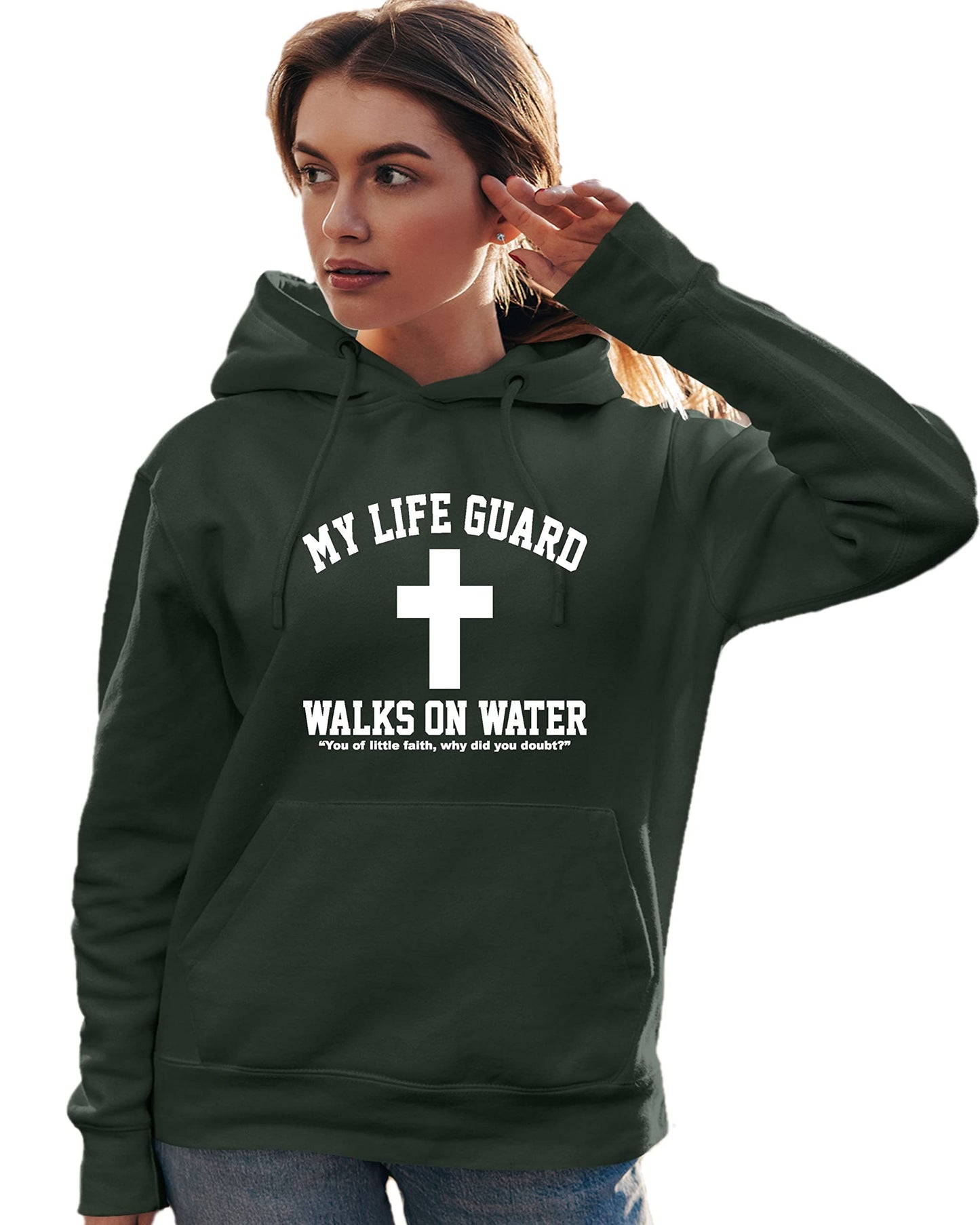 Go All Out Large Red Mens Jesus Walks On Water Christian Easter Gift Idea Sweatshirt Hoodie