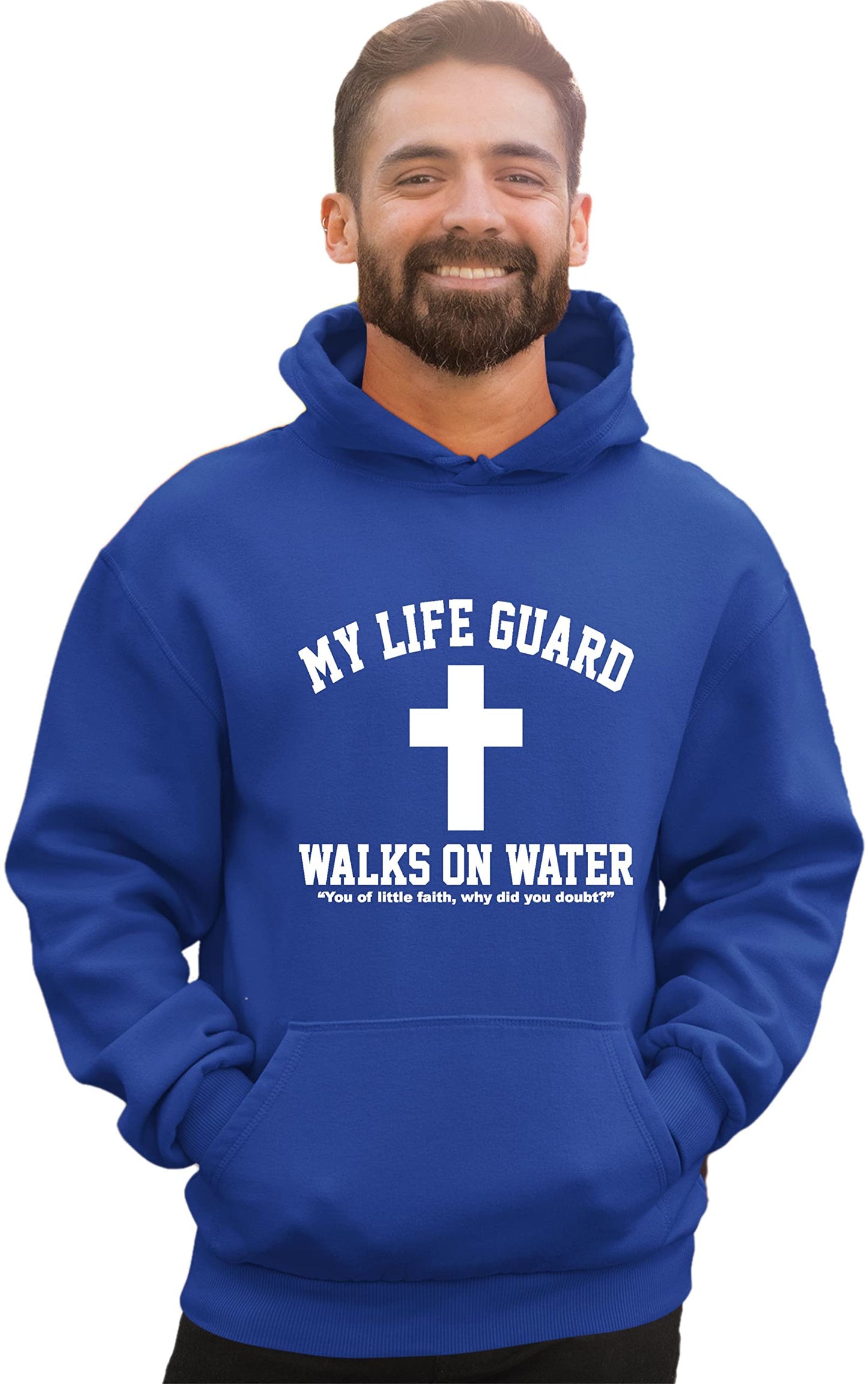Go All Out Large Red Mens Jesus Walks On Water Christian Easter Gift Idea Sweatshirt Hoodie