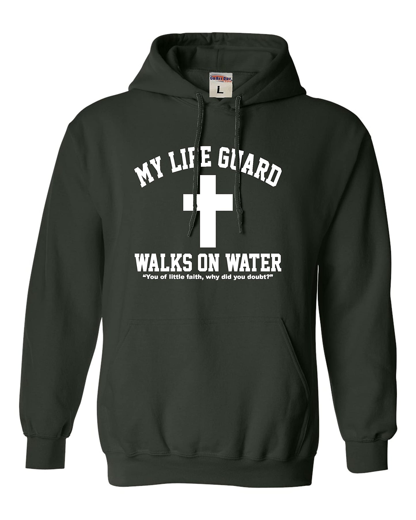 Go All Out Large Red Mens Jesus Walks On Water Christian Easter Gift Idea Sweatshirt Hoodie