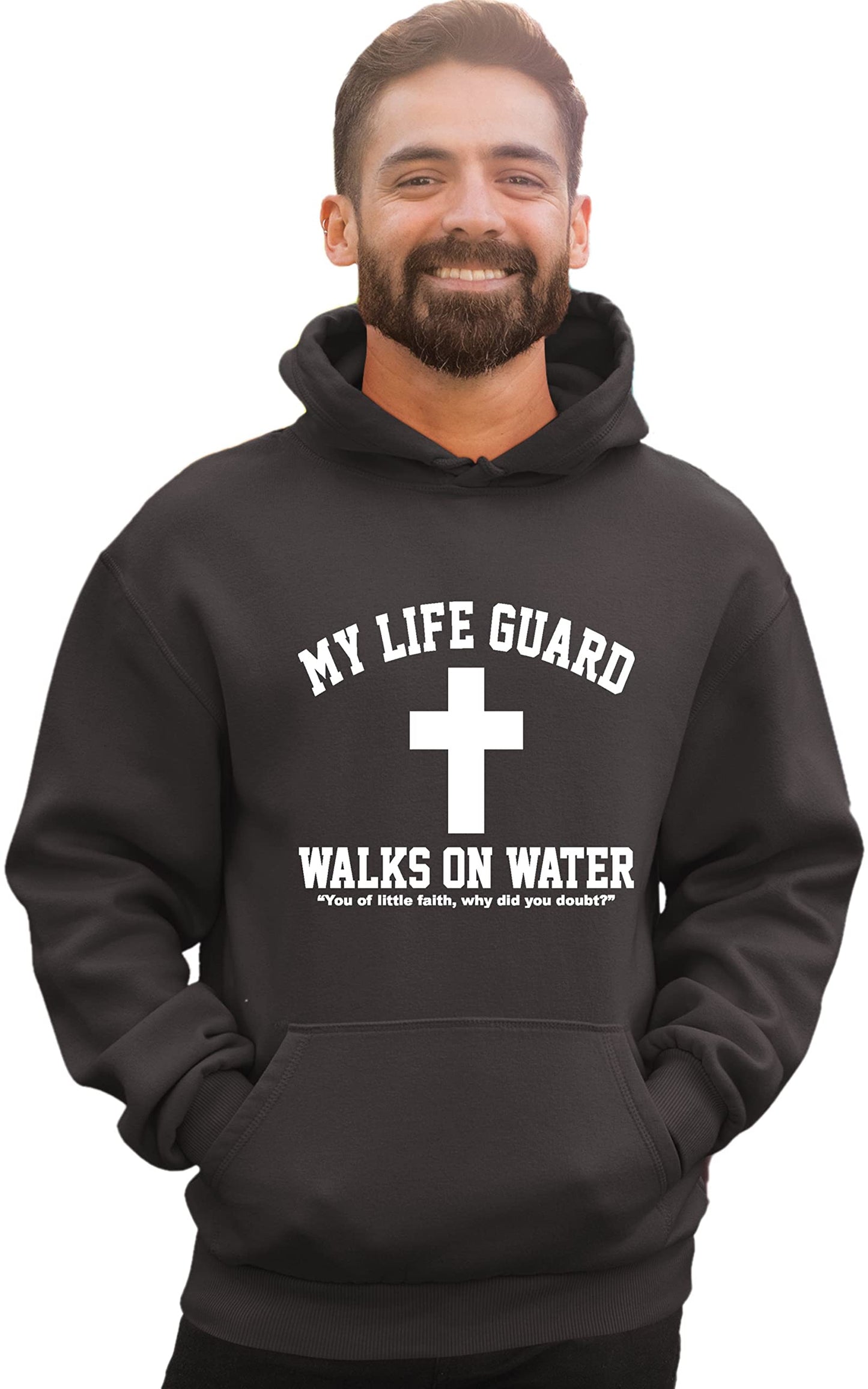 Go All Out Large Red Mens Jesus Walks On Water Christian Easter Gift Idea Sweatshirt Hoodie