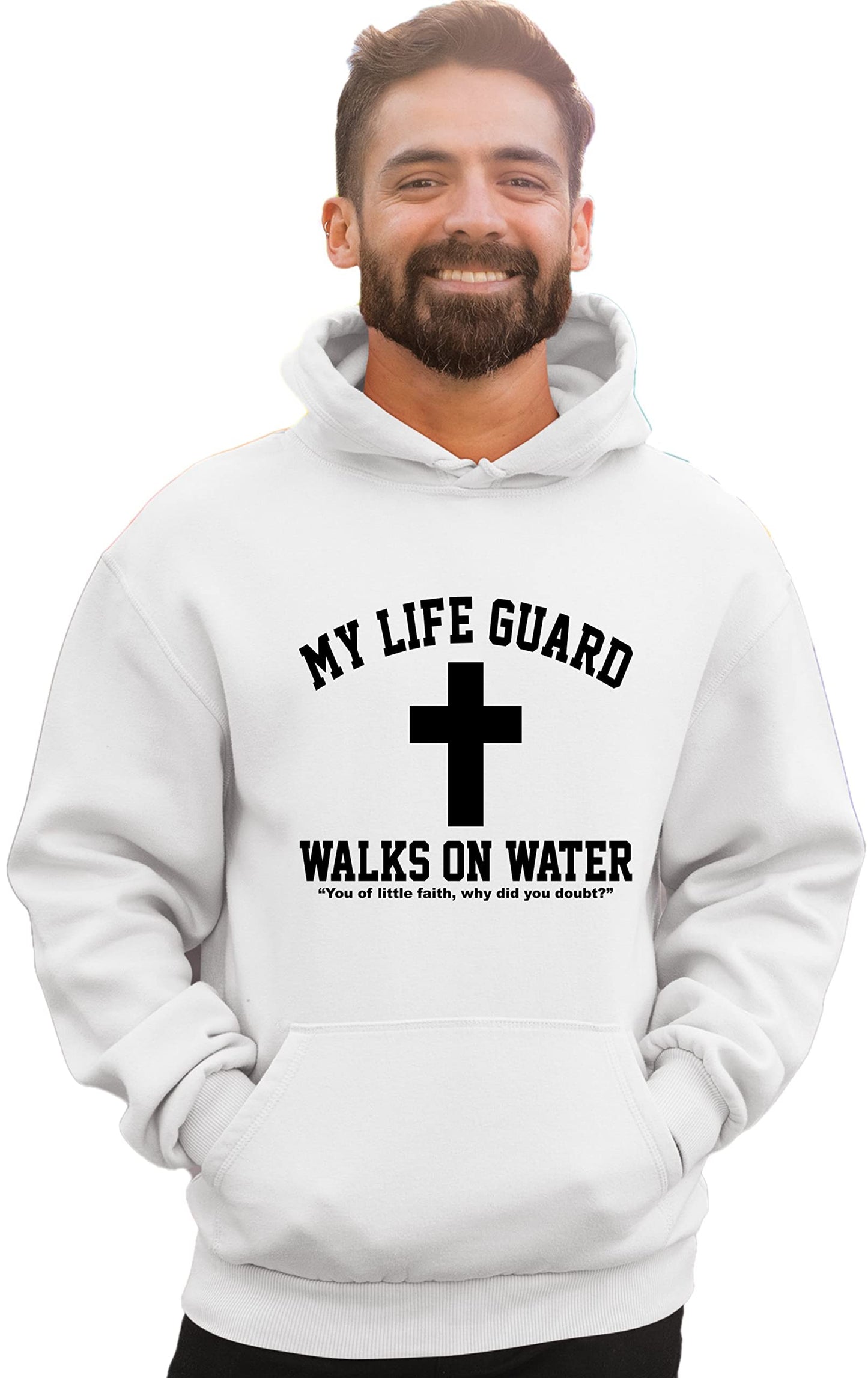 Go All Out Large Red Mens Jesus Walks On Water Christian Easter Gift Idea Sweatshirt Hoodie