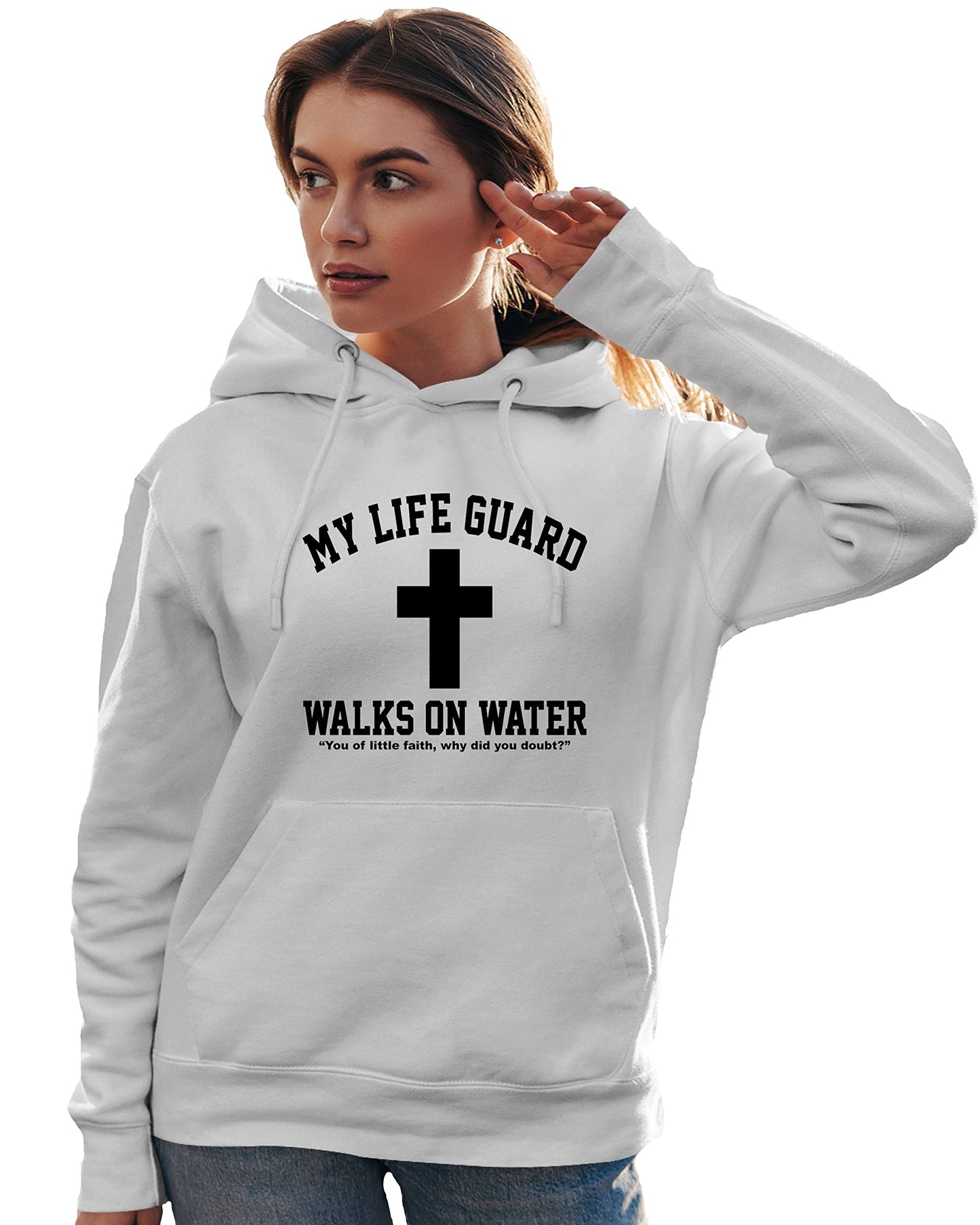 Go All Out Large Red Mens Jesus Walks On Water Christian Easter Gift Idea Sweatshirt Hoodie
