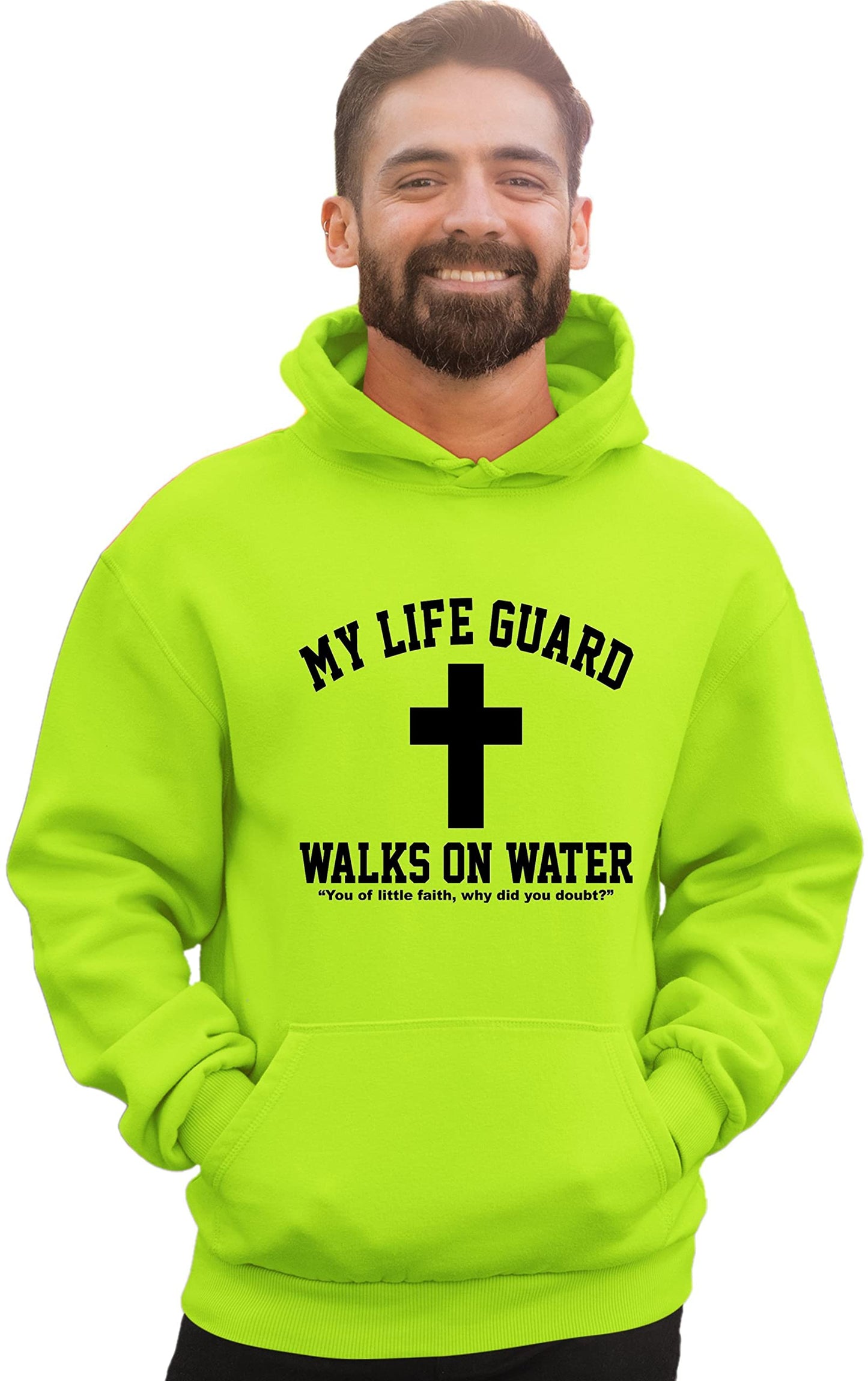 Go All Out Large Red Mens Jesus Walks On Water Christian Easter Gift Idea Sweatshirt Hoodie