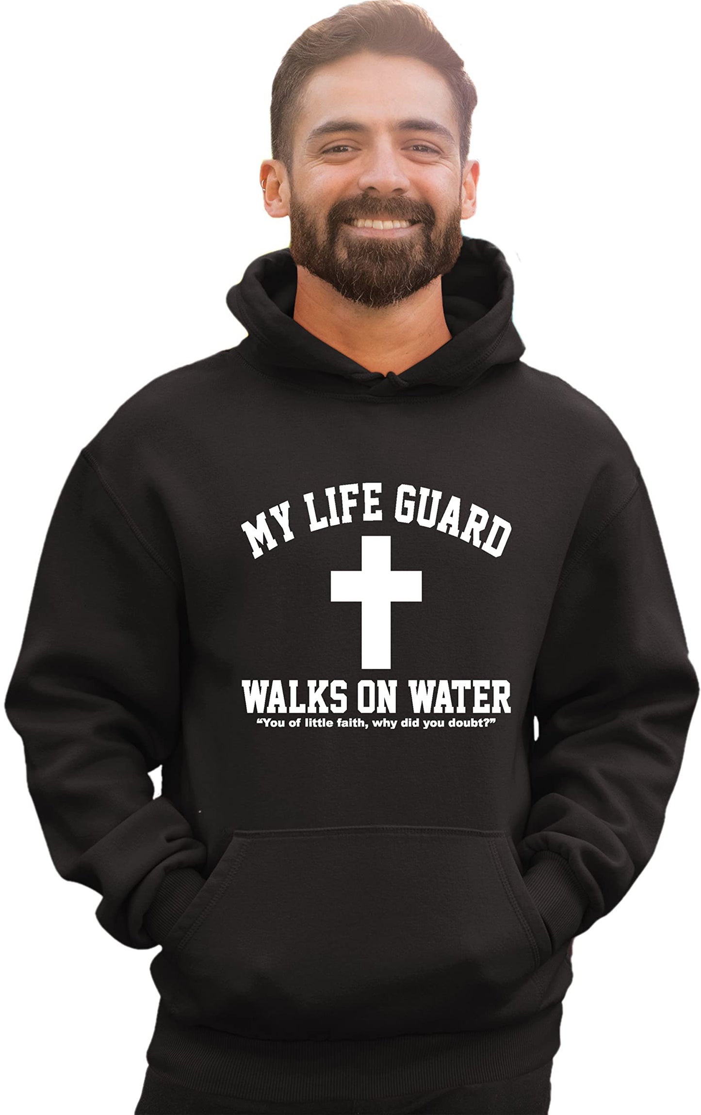 Go All Out Large Red Mens Jesus Walks On Water Christian Easter Gift Idea Sweatshirt Hoodie