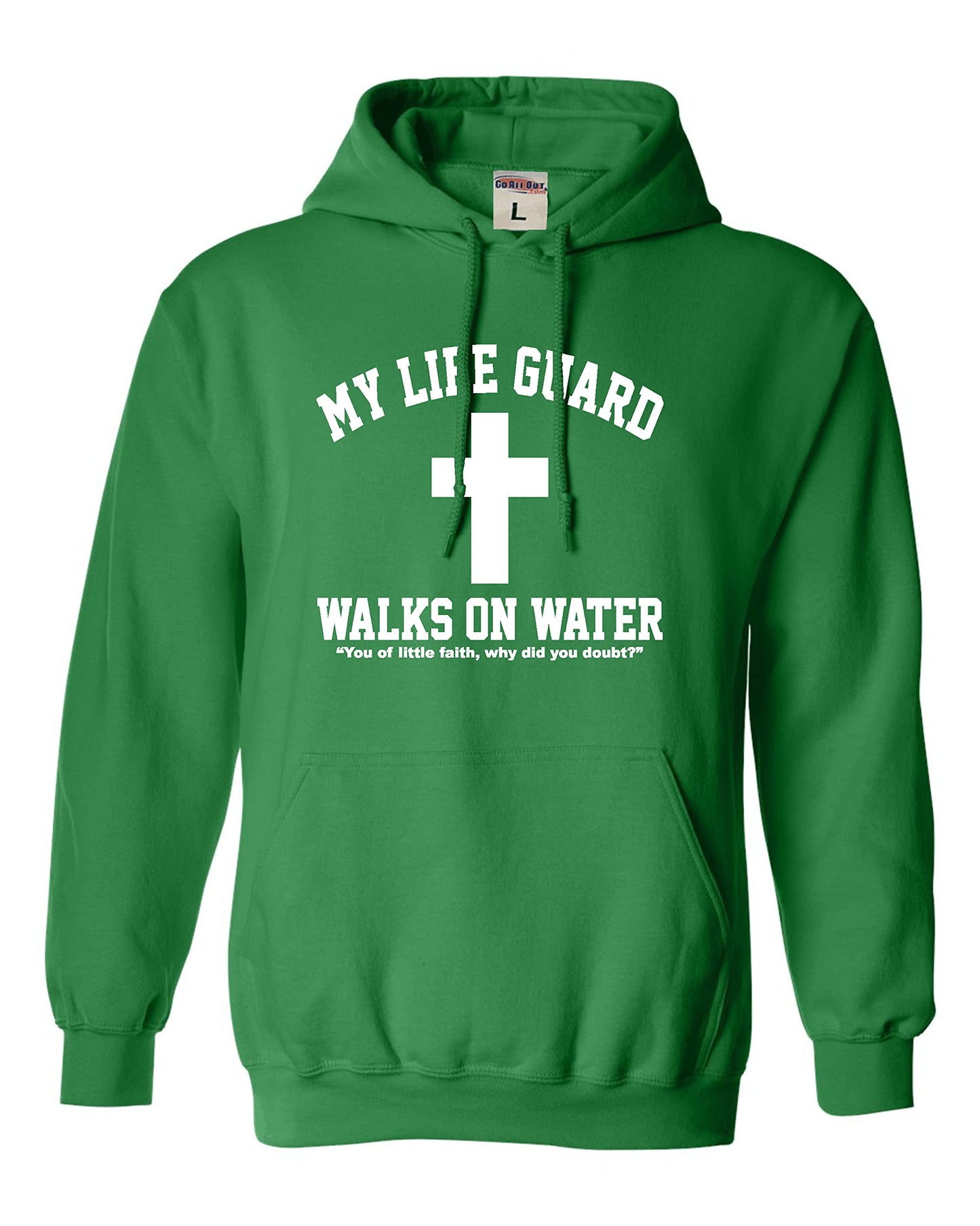 Go All Out Large Red Mens Jesus Walks On Water Christian Easter Gift Idea Sweatshirt Hoodie